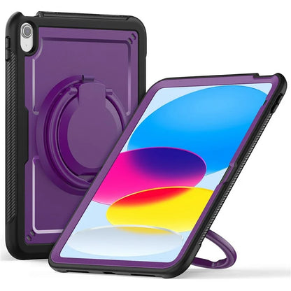 For iPad 10.9 (2022) Case PC+TPU Kickstand Tablet Cover with Pencil Holder, Shoulder Strap