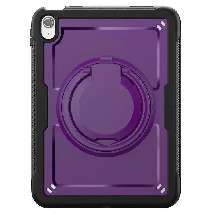 For iPad 10.9 (2022) Case PC+TPU Kickstand Tablet Cover with Pencil Holder, Shoulder Strap