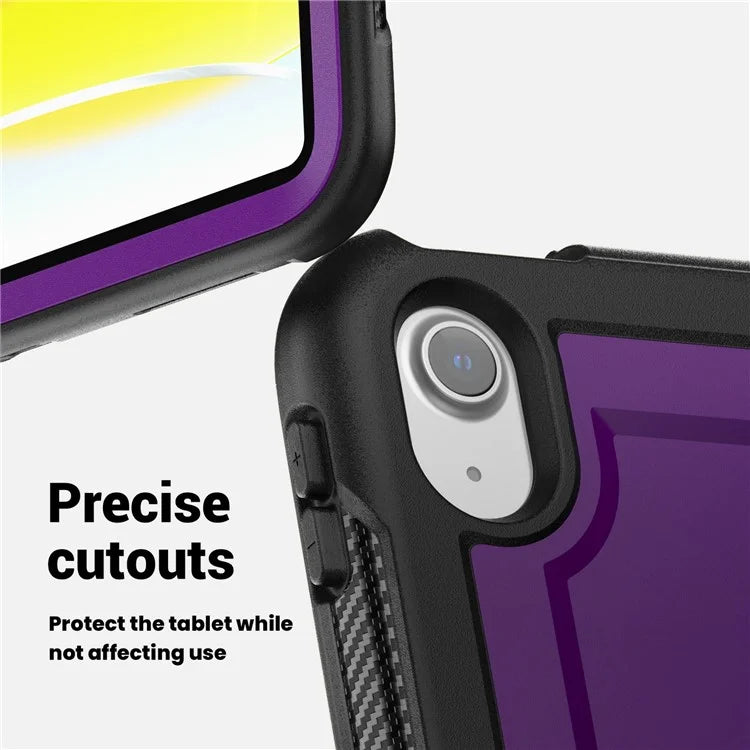 For iPad 10.9 (2022) Case PC+TPU Kickstand Tablet Cover with Pencil Holder, Shoulder Strap