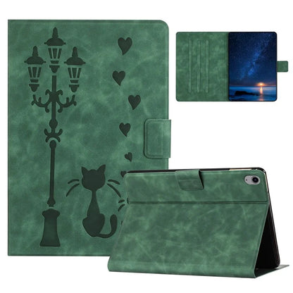 For iPad 10.9 (2022) Case Couple Cat Imprinted Microfiber Leather Smart Tablet Cover