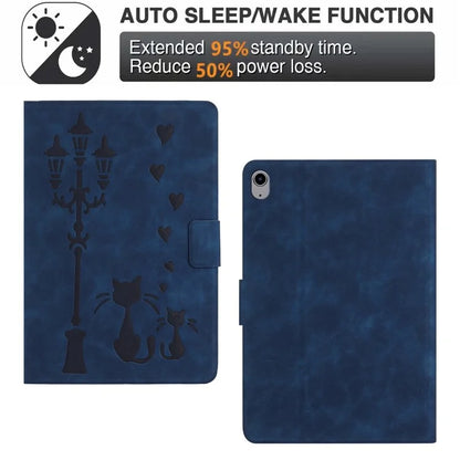 For iPad 10.9 (2022) Case Couple Cat Imprinted Microfiber Leather Smart Tablet Cover