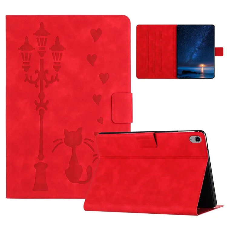 For iPad 10.9 (2022) Case Couple Cat Imprinted Microfiber Leather Smart Tablet Cover