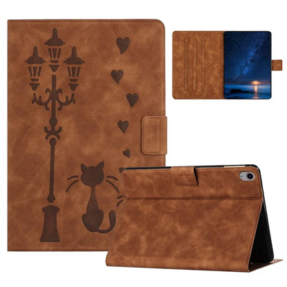 For iPad 10.9 (2022) Case Couple Cat Imprinted Microfiber Leather Smart Tablet Cover