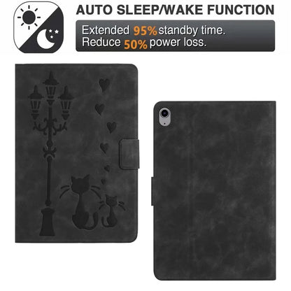 For iPad 10.9 (2022) Case Couple Cat Imprinted Microfiber Leather Smart Tablet Cover