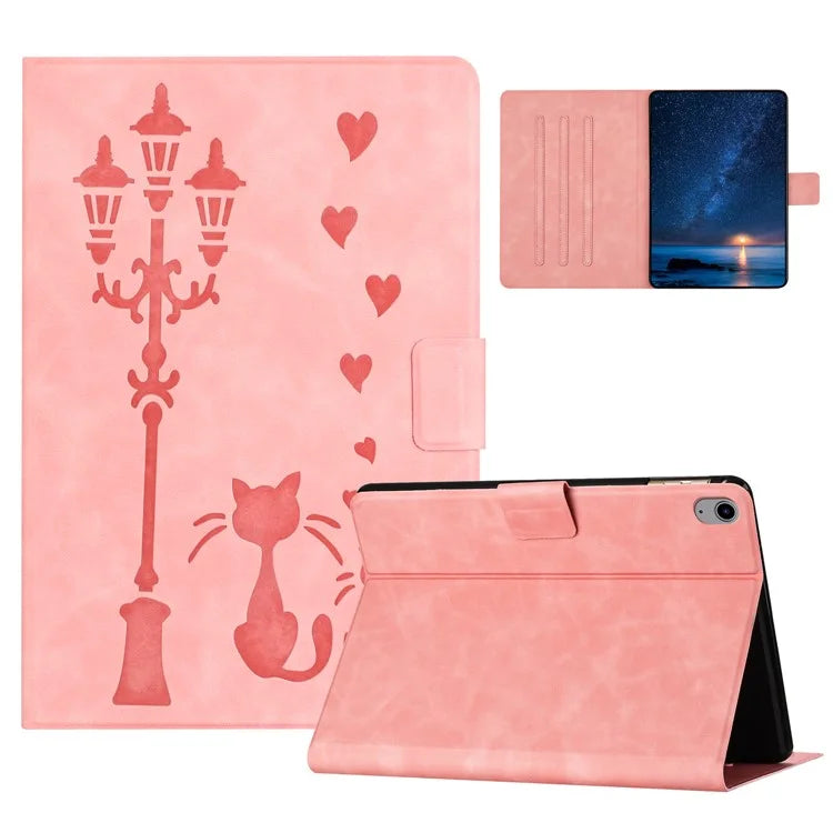 For iPad 10.9 (2022) Case Couple Cat Imprinted Microfiber Leather Smart Tablet Cover