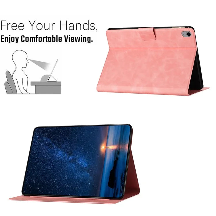 For iPad 10.9 (2022) Case Couple Cat Imprinted Microfiber Leather Smart Tablet Cover