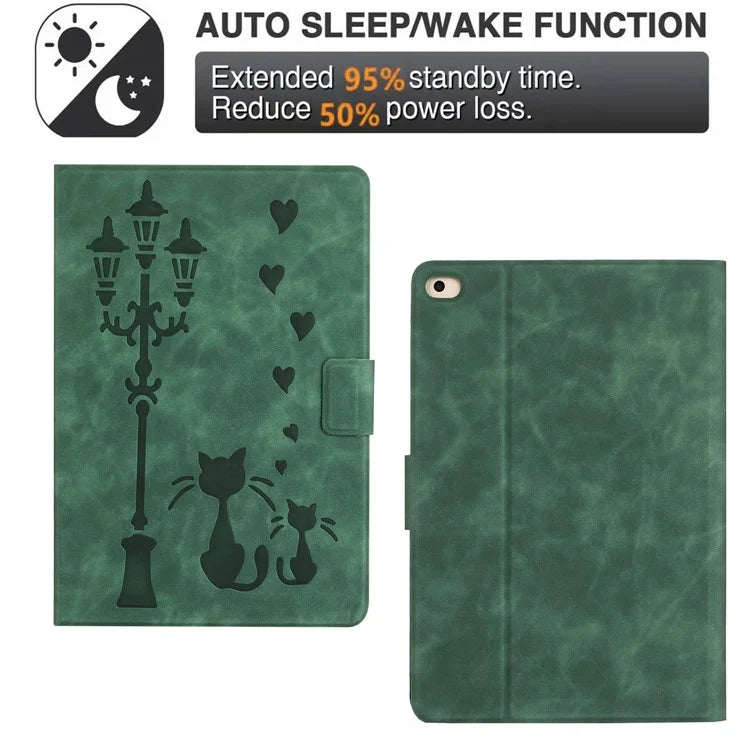For iPad mini (2019) 7.9 Inch / Mini 4 / mini 3 / Mini 2 / Mini Case Couple Cat Imprinted Microfiber Leather Smart Tablet Cover