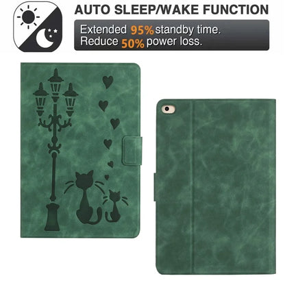 For iPad mini (2019) 7.9 Inch / Mini 4 / mini 3 / Mini 2 / Mini Case Couple Cat Imprinted Microfiber Leather Smart Tablet Cover
