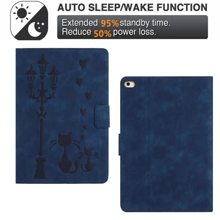 For iPad mini (2019) 7.9 Inch / Mini 4 / mini 3 / Mini 2 / Mini Case Couple Cat Imprinted Microfiber Leather Smart Tablet Cover