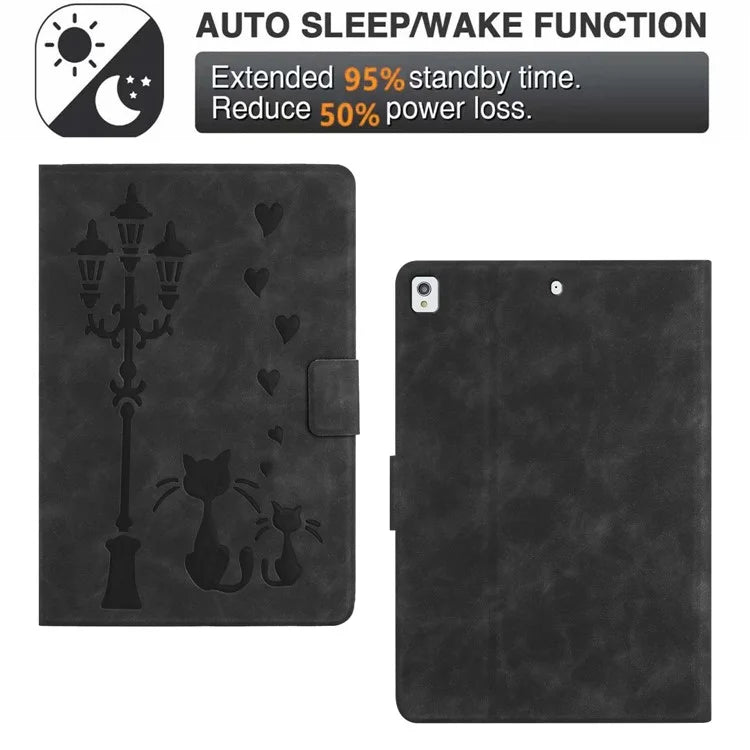 For iPad 10.2 (2020) / (2019) / iPad Air 10.5 inch (2019) / iPad Pro 10.5-inch (2017) Case Couple Cat Imprinted Microfiber Leather Tablet Cover