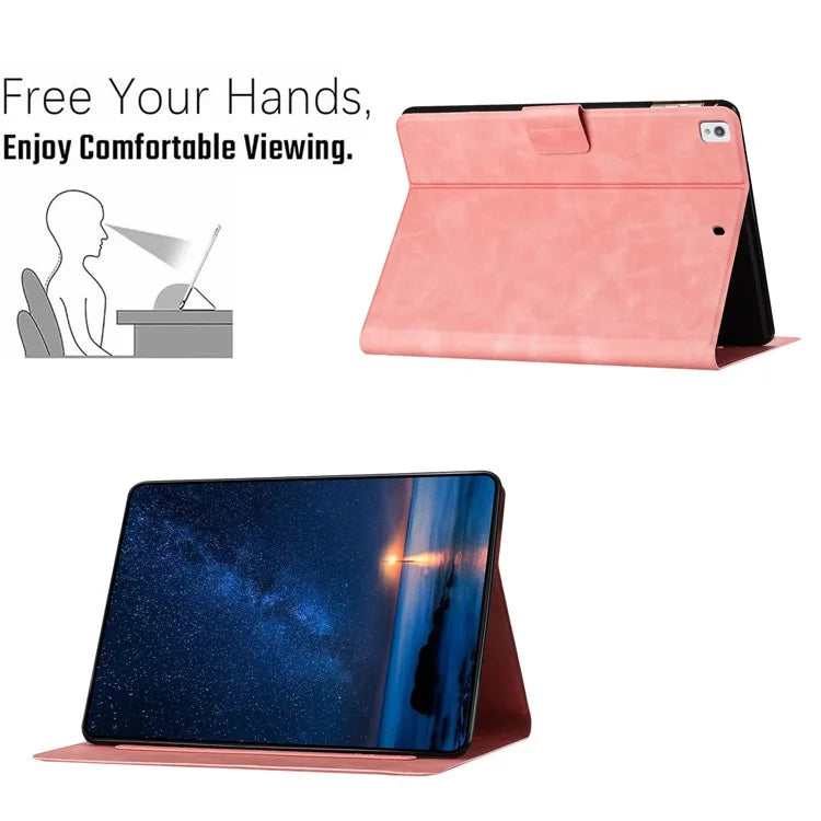 For iPad 10.2 (2020) / (2019) / iPad Air 10.5 inch (2019) / iPad Pro 10.5-inch (2017) Case Couple Cat Imprinted Microfiber Leather Tablet Cover