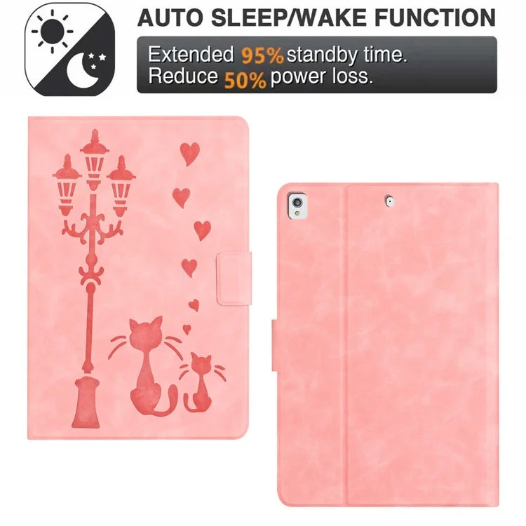 For iPad 10.2 (2020) / (2019) / iPad Air 10.5 inch (2019) / iPad Pro 10.5-inch (2017) Case Couple Cat Imprinted Microfiber Leather Tablet Cover