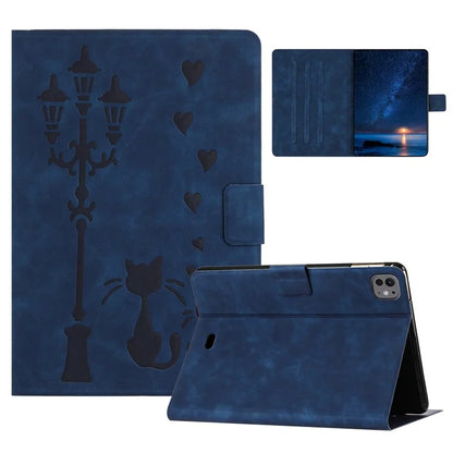 For iPad Pro 11 (2024) Case Couple Cat Imprinted Microfiber Leather Smart Tablet Cover