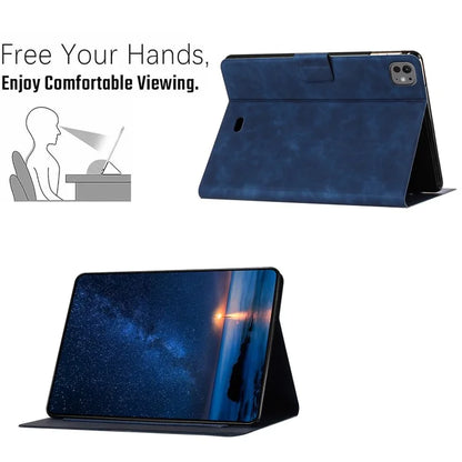 For iPad Pro 11 (2024) Case Couple Cat Imprinted Microfiber Leather Smart Tablet Cover