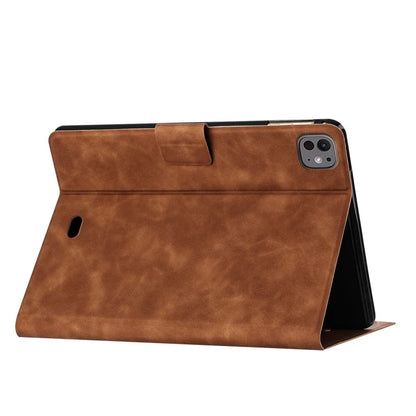 For iPad Pro 11 (2024) Case Couple Cat Imprinted Microfiber Leather Smart Tablet Cover
