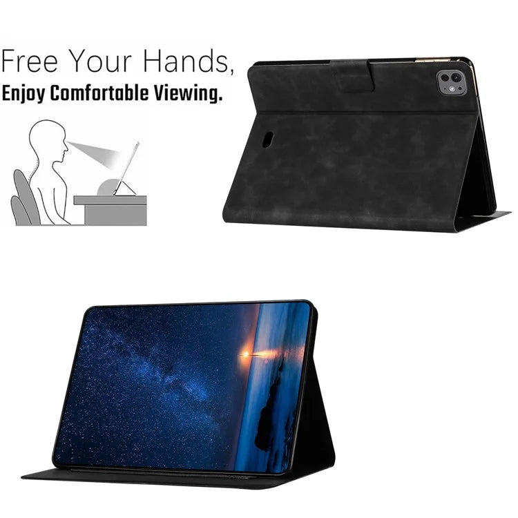 For iPad Pro 11 (2024) Case Couple Cat Imprinted Microfiber Leather Smart Tablet Cover