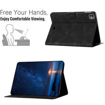 For iPad Pro 11 (2024) Case Couple Cat Imprinted Microfiber Leather Smart Tablet Cover