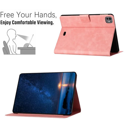 For iPad Pro 11 (2024) Case Couple Cat Imprinted Microfiber Leather Smart Tablet Cover