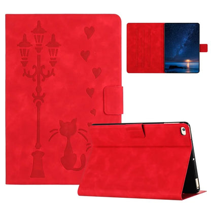 For iPad 9.7-inch (2018) / (2017) / iPad Air 2 / Air (2013) Case Couple Cat Imprinted Microfiber Leather Smart Tablet Cover
