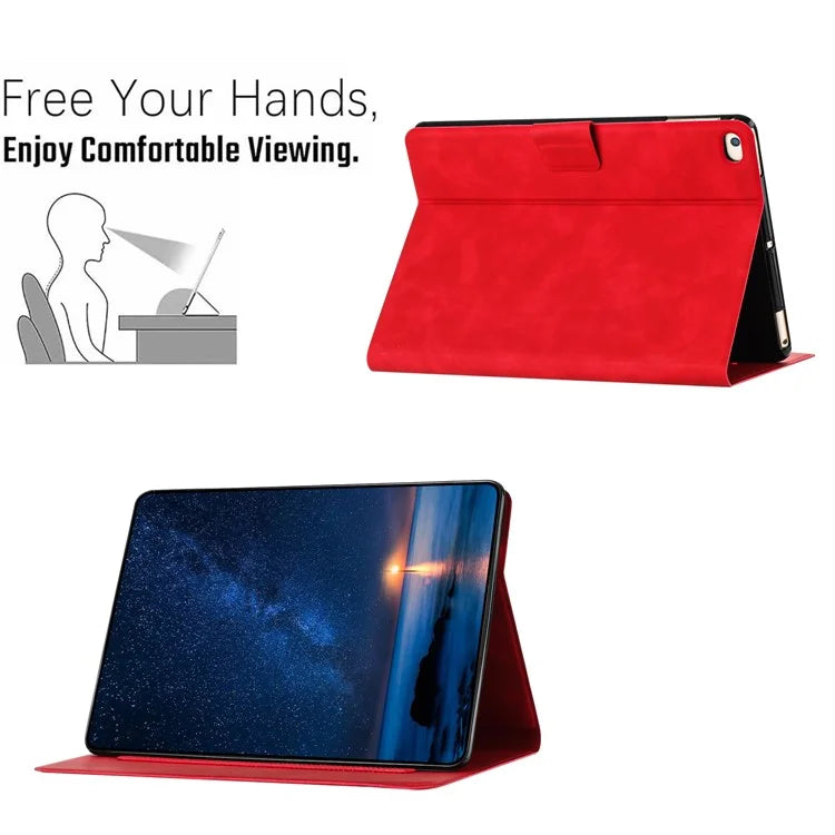 For iPad 9.7-inch (2018) / (2017) / iPad Air 2 / Air (2013) Case Couple Cat Imprinted Microfiber Leather Smart Tablet Cover