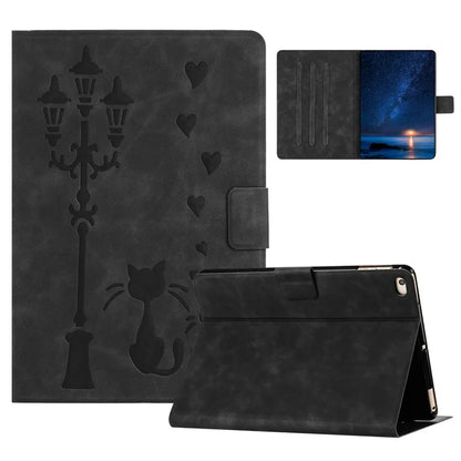 For iPad 9.7-inch (2018) / (2017) / iPad Air 2 / Air (2013) Case Couple Cat Imprinted Microfiber Leather Smart Tablet Cover