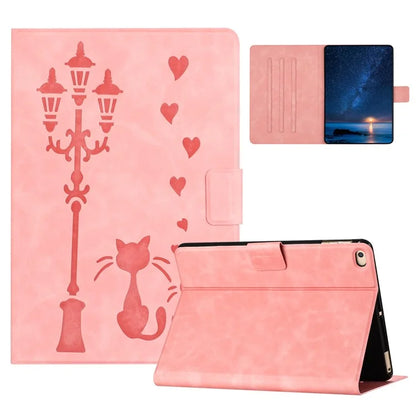 For iPad 9.7-inch (2018) / (2017) / iPad Air 2 / Air (2013) Case Couple Cat Imprinted Microfiber Leather Smart Tablet Cover