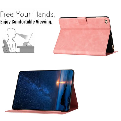 For iPad 9.7-inch (2018) / (2017) / iPad Air 2 / Air (2013) Case Couple Cat Imprinted Microfiber Leather Smart Tablet Cover