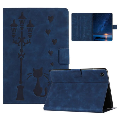 For Samsung Galaxy Tab A9 Case Couple Cat Imprinted Microfiber Leather Smart Tablet Cover