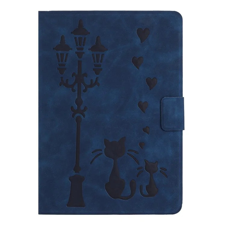 For Samsung Galaxy Tab A9 Case Couple Cat Imprinted Microfiber Leather Smart Tablet Cover