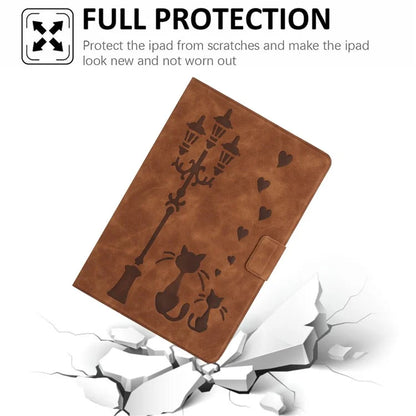 For Samsung Galaxy Tab A9 Case Couple Cat Imprinted Microfiber Leather Smart Tablet Cover