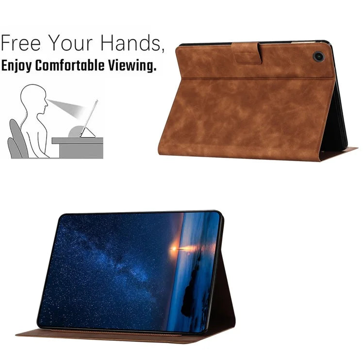 For Samsung Galaxy Tab A9 Case Couple Cat Imprinted Microfiber Leather Smart Tablet Cover