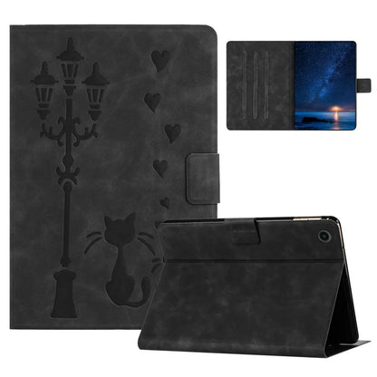 For Samsung Galaxy Tab A9 Case Couple Cat Imprinted Microfiber Leather Smart Tablet Cover