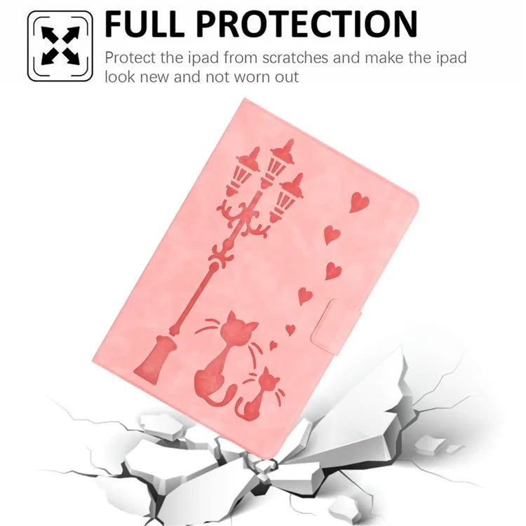 For Samsung Galaxy Tab A9 Case Couple Cat Imprinted Microfiber Leather Smart Tablet Cover