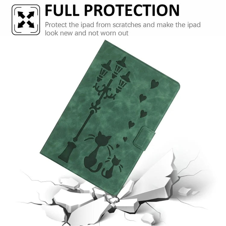 For Samsung Galaxy Tab A9+ SM-X210 / X216 / X218 Case Couple Cat Imprinted Microfiber Leather Smart Tablet Cover