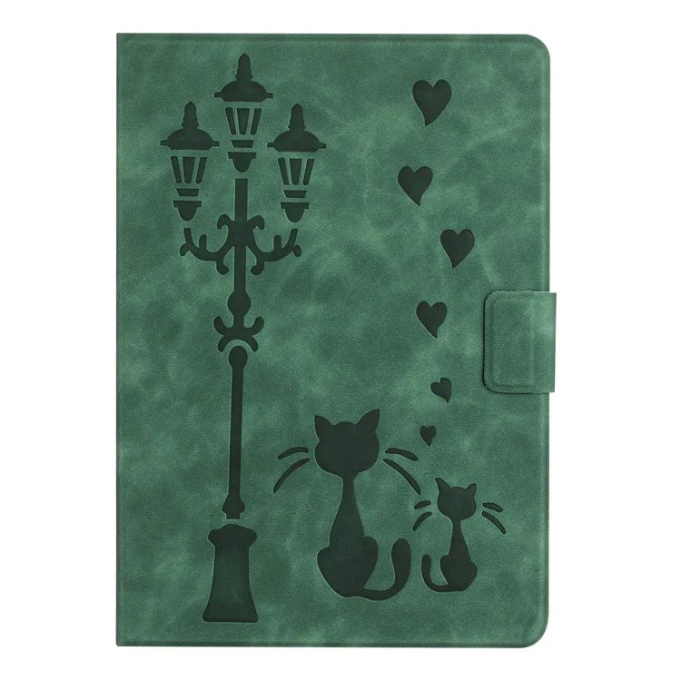 For Samsung Galaxy Tab A9+ SM-X210 / X216 / X218 Case Couple Cat Imprinted Microfiber Leather Smart Tablet Cover