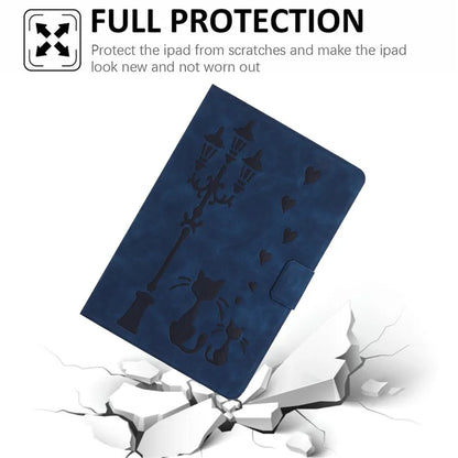 For Samsung Galaxy Tab A9+ SM-X210 / X216 / X218 Case Couple Cat Imprinted Microfiber Leather Smart Tablet Cover