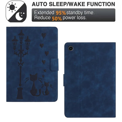 For Samsung Galaxy Tab A9+ SM-X210 / X216 / X218 Case Couple Cat Imprinted Microfiber Leather Smart Tablet Cover