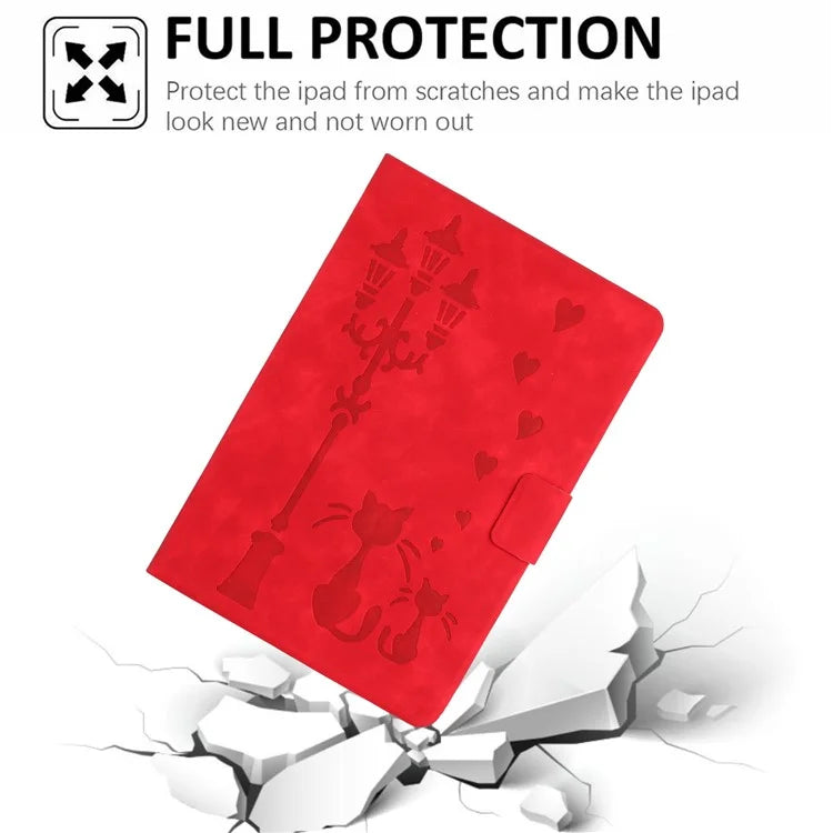 For Samsung Galaxy Tab A9+ SM-X210 / X216 / X218 Case Couple Cat Imprinted Microfiber Leather Smart Tablet Cover