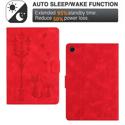 For Samsung Galaxy Tab A9+ SM-X210 / X216 / X218 Case Couple Cat Imprinted Microfiber Leather Smart Tablet Cover