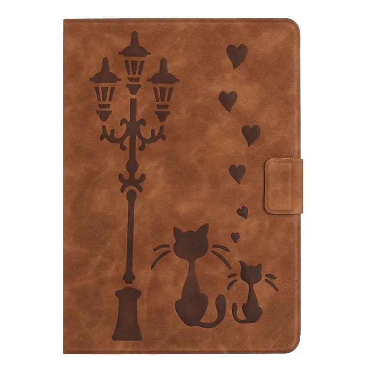For Samsung Galaxy Tab A9+ SM-X210 / X216 / X218 Case Couple Cat Imprinted Microfiber Leather Smart Tablet Cover