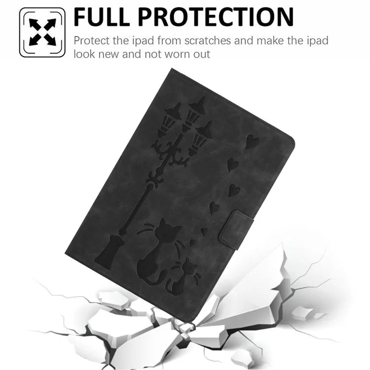 For Samsung Galaxy Tab A9+ SM-X210 / X216 / X218 Case Couple Cat Imprinted Microfiber Leather Smart Tablet Cover