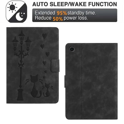 For Samsung Galaxy Tab A9+ SM-X210 / X216 / X218 Case Couple Cat Imprinted Microfiber Leather Smart Tablet Cover