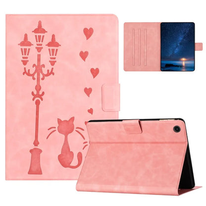 For Samsung Galaxy Tab A9+ SM-X210 / X216 / X218 Case Couple Cat Imprinted Microfiber Leather Smart Tablet Cover