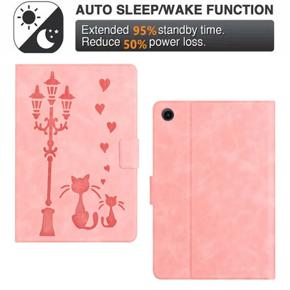For Samsung Galaxy Tab A9+ SM-X210 / X216 / X218 Case Couple Cat Imprinted Microfiber Leather Smart Tablet Cover