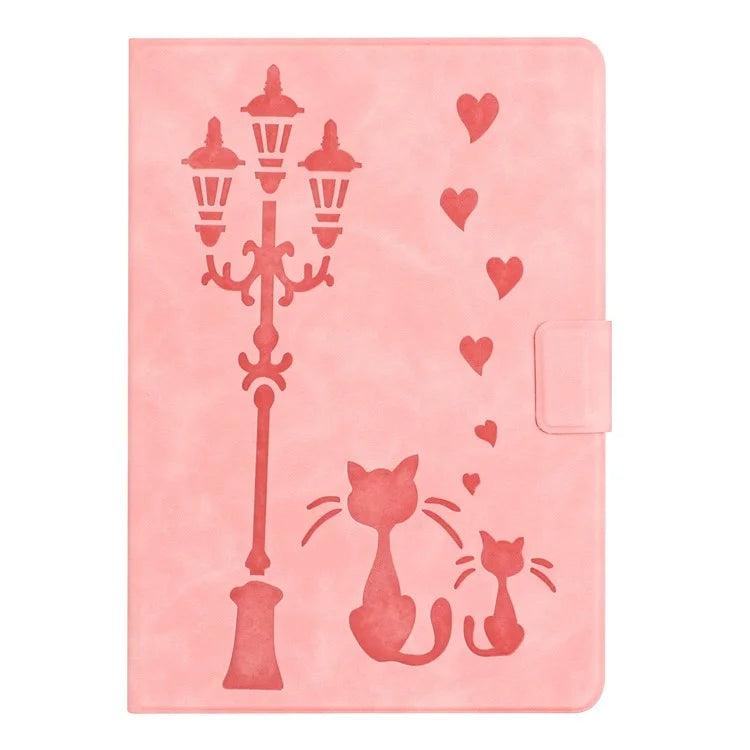 For Samsung Galaxy Tab A9+ SM-X210 / X216 / X218 Case Couple Cat Imprinted Microfiber Leather Smart Tablet Cover