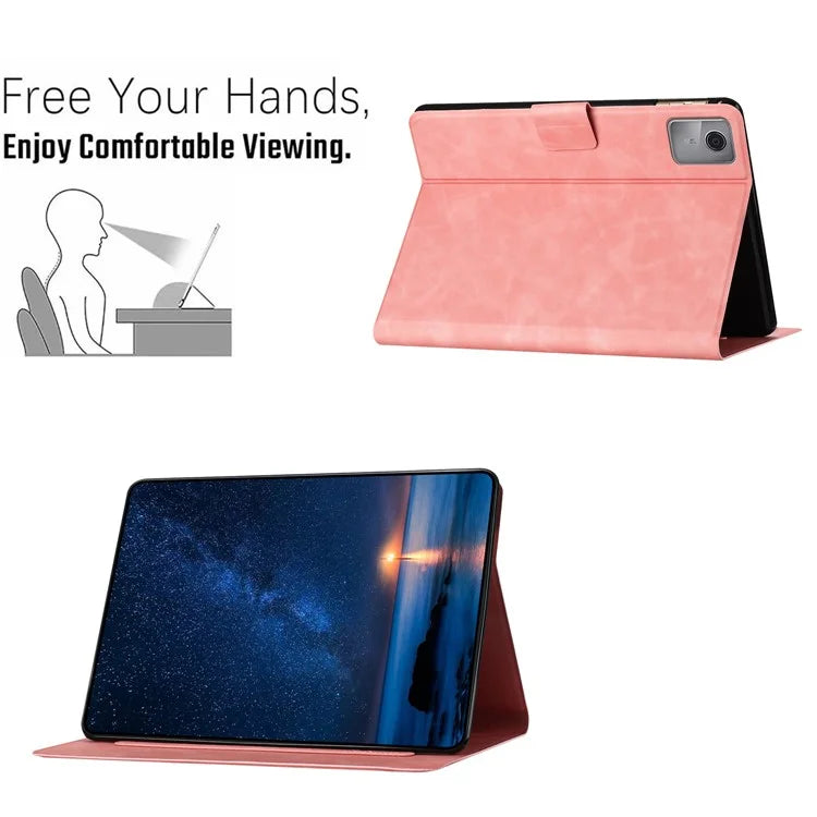For Lenovo Tab M11 / Xiaoxin Pad 11 2024 TB-330FU Case Couple Cat Imprinted Microfiber Leather Smart Tablet Cover