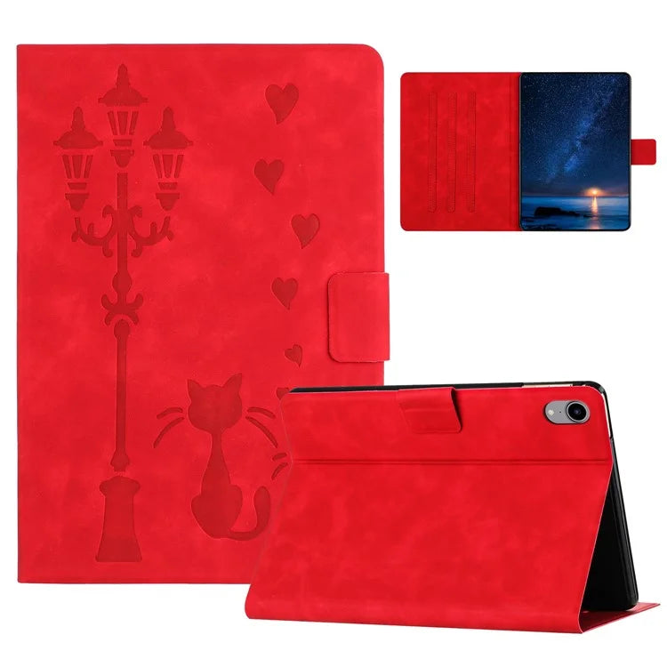 For iPad mini (2021) Case Couple Cat Imprinted Microfiber Leather Smart Tablet Cover