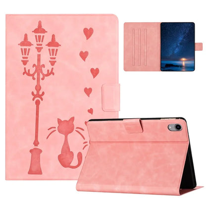 For iPad mini (2021) Case Couple Cat Imprinted Microfiber Leather Smart Tablet Cover