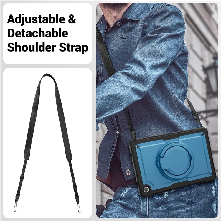 For Samsung Galaxy Tab A9+ SM-X210 / X216 / X218 Case Kickstand PC+TPU Tablet Cover with Strap, Pencil Holder