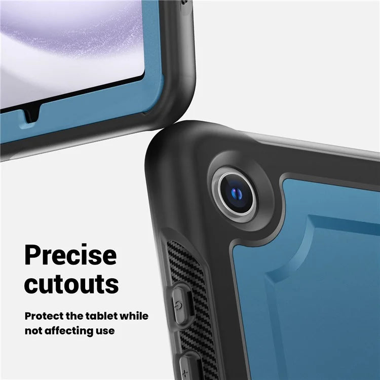For Samsung Galaxy Tab A9+ SM-X210 / X216 / X218 Case Kickstand PC+TPU Tablet Cover with Strap, Pencil Holder